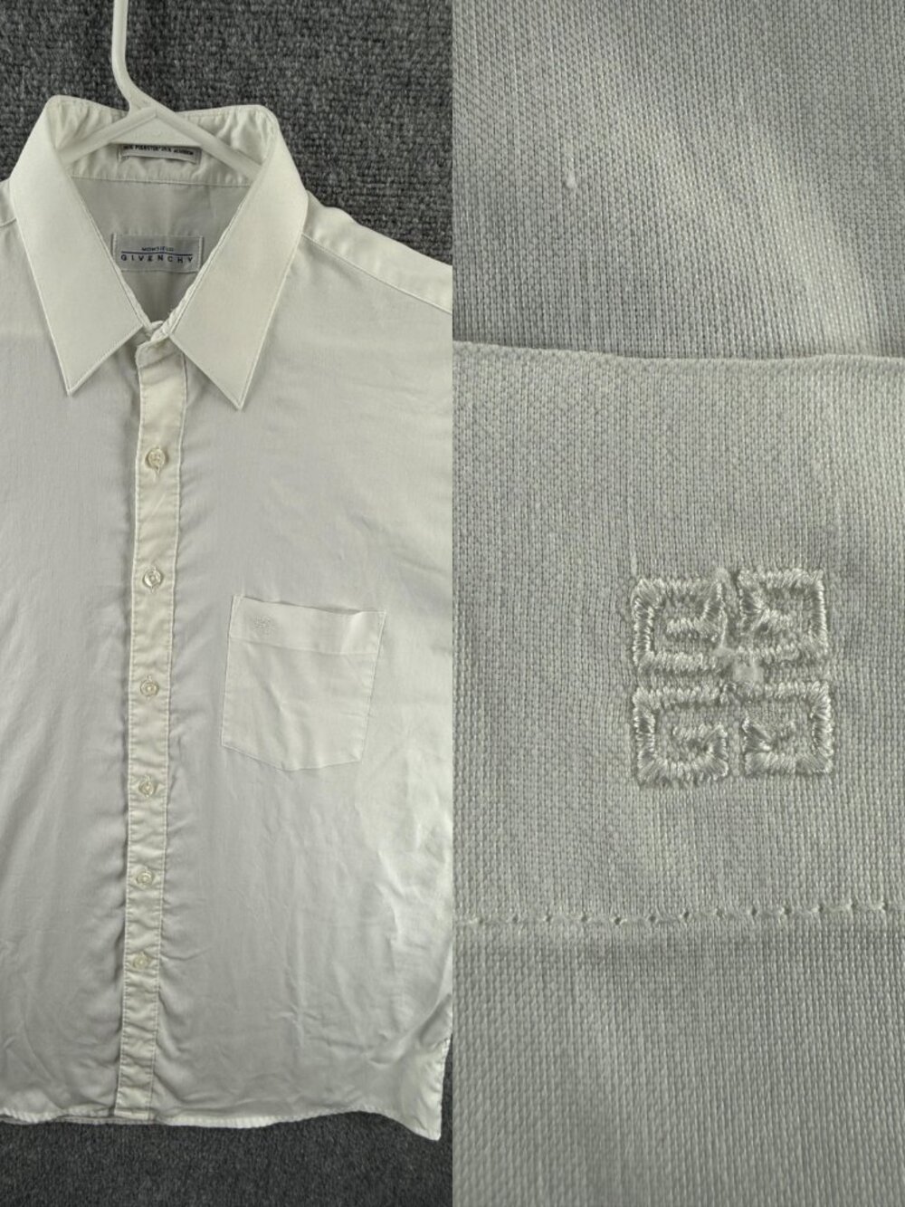 Givenchy Monsieur Polyester Cotton Point XL White Solid Men Long Sleeve Shirt